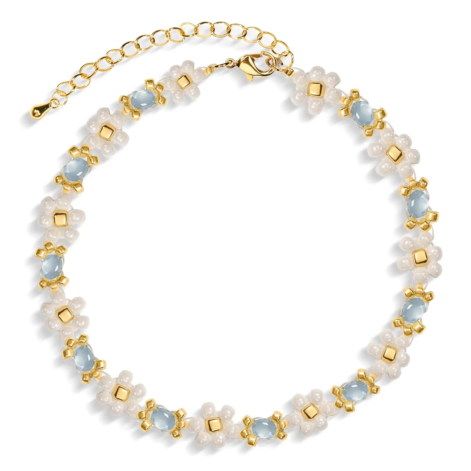 18k Pink & Blue Accented Floral Bracelet