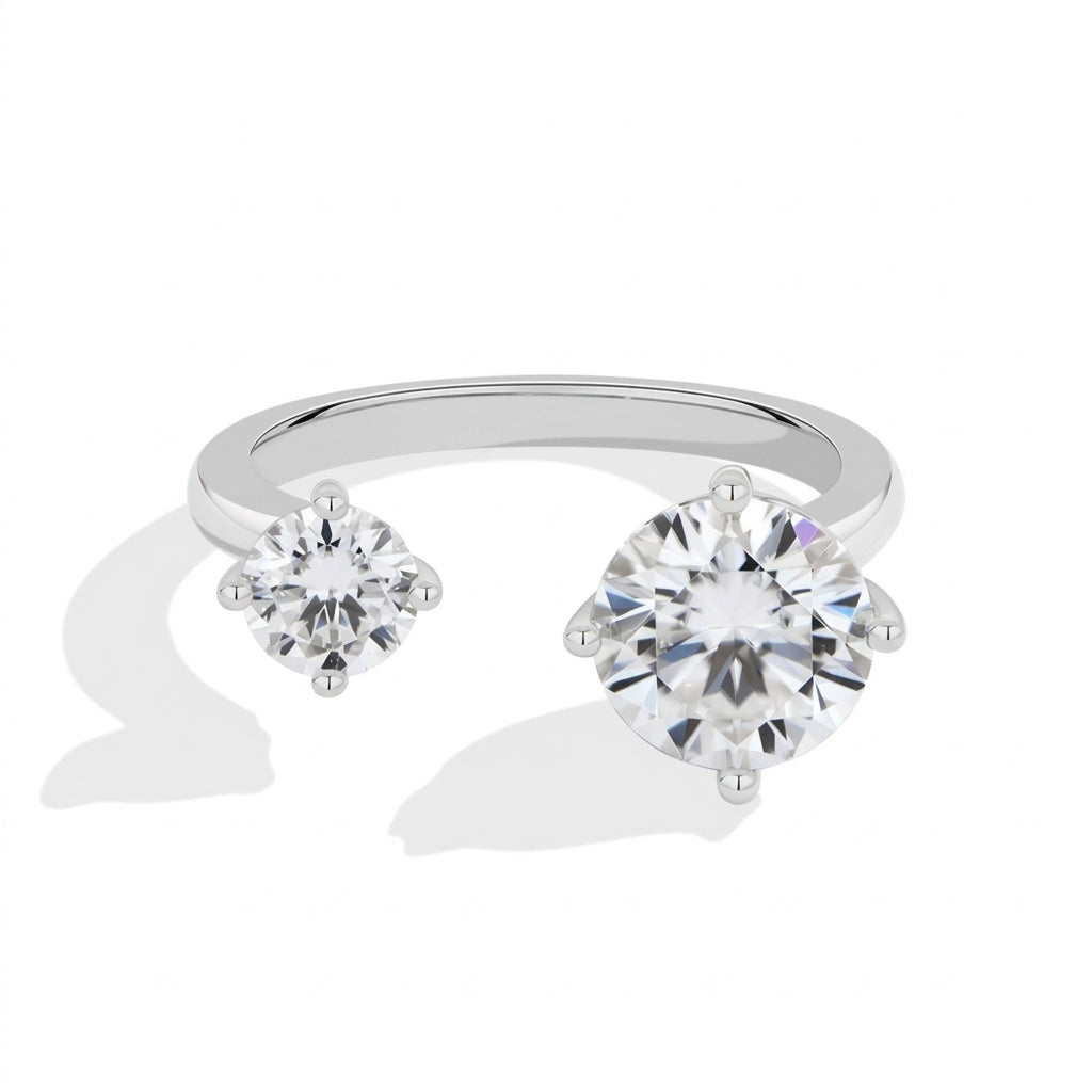 Elegant Toi et Moi Ring in silver
