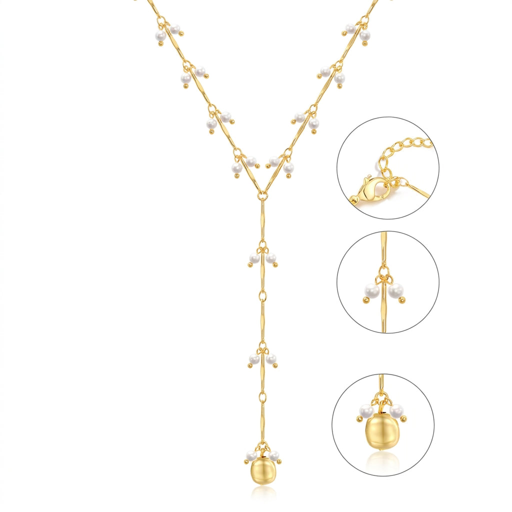 14k Pearl Accented Lariat Necklace