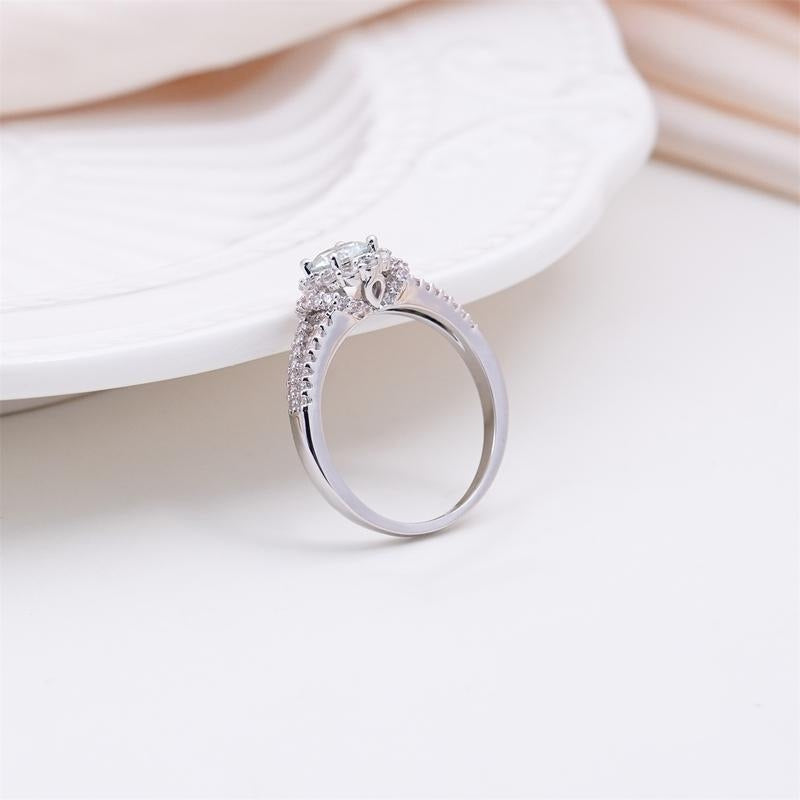 Split Shank Halo Diamond Accented Ring