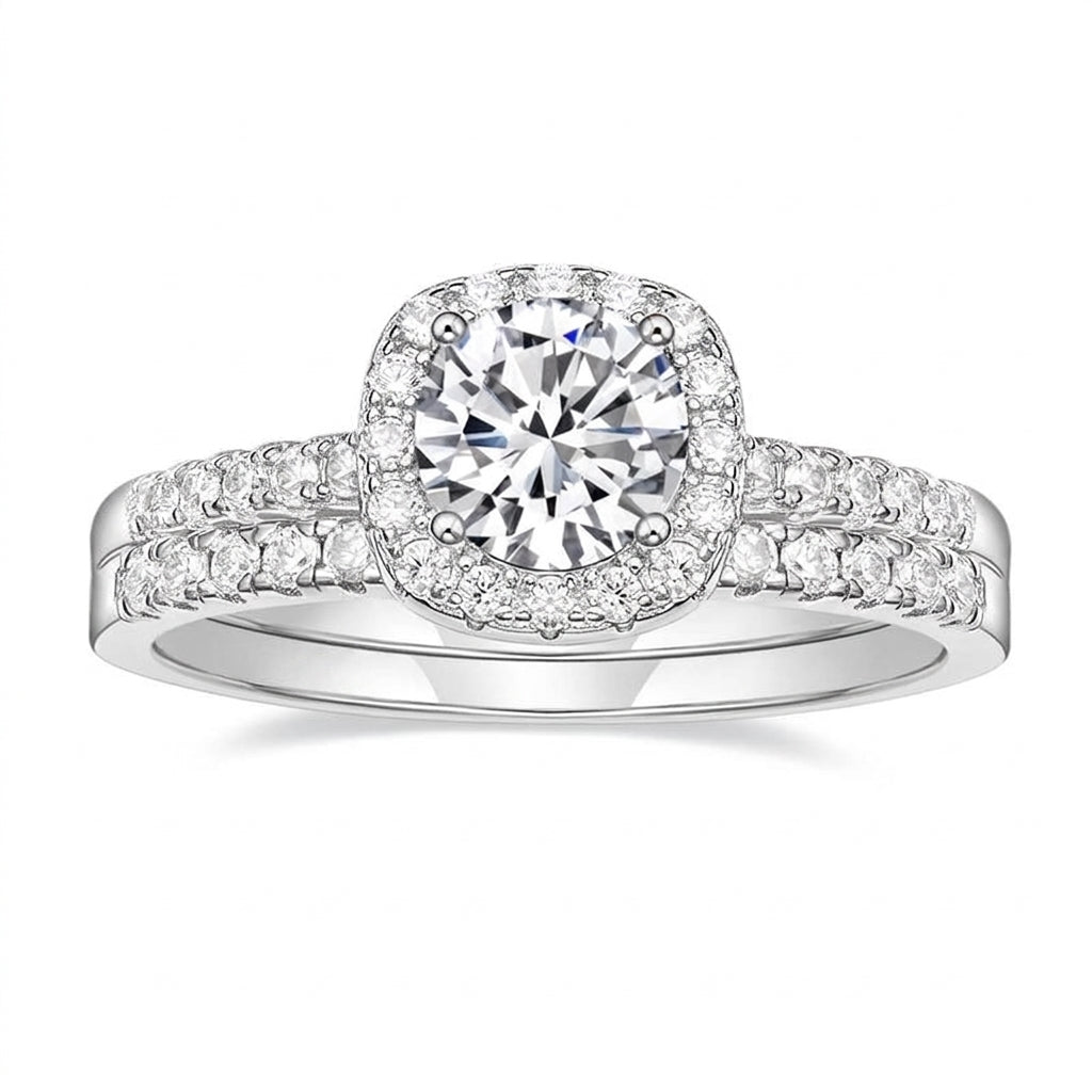 Classy Double Band Pave Ring in silver