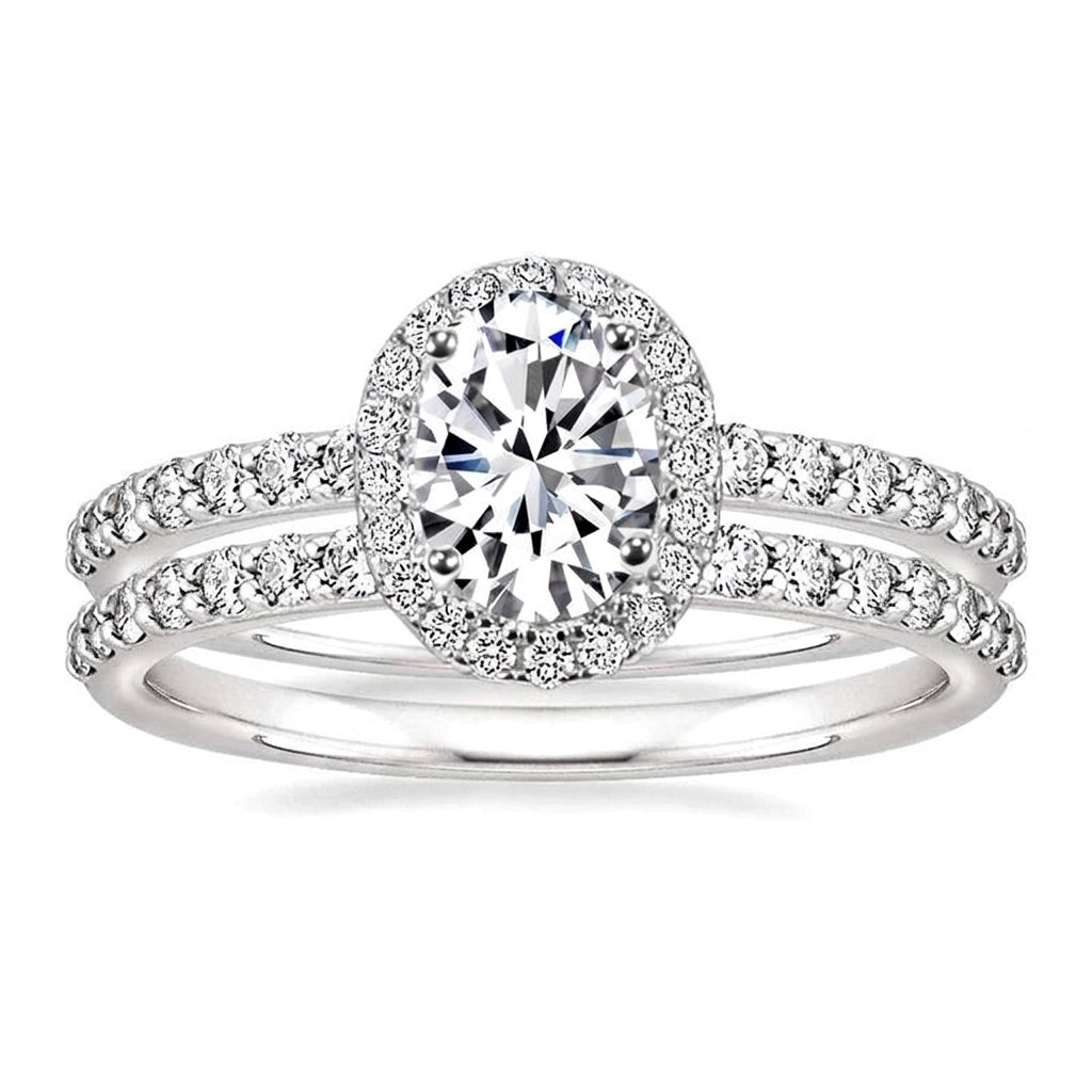 Classy Double Band Pave Ring in silver