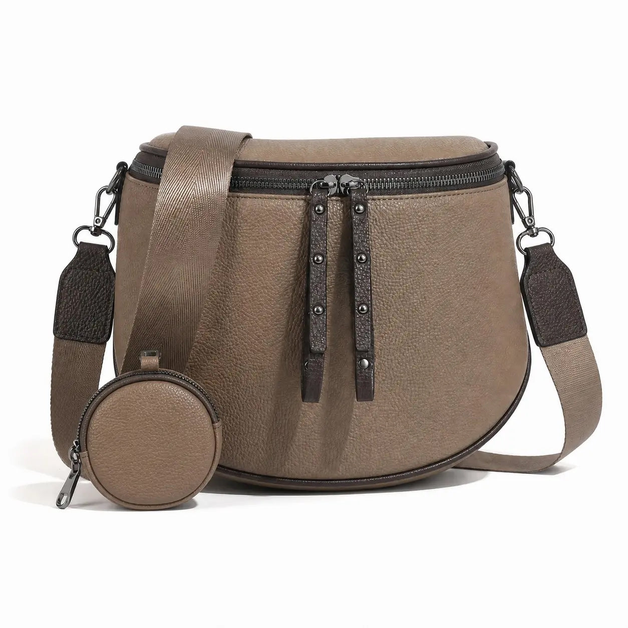 Half-Moon Cross Body Bag With Detachable Pouch