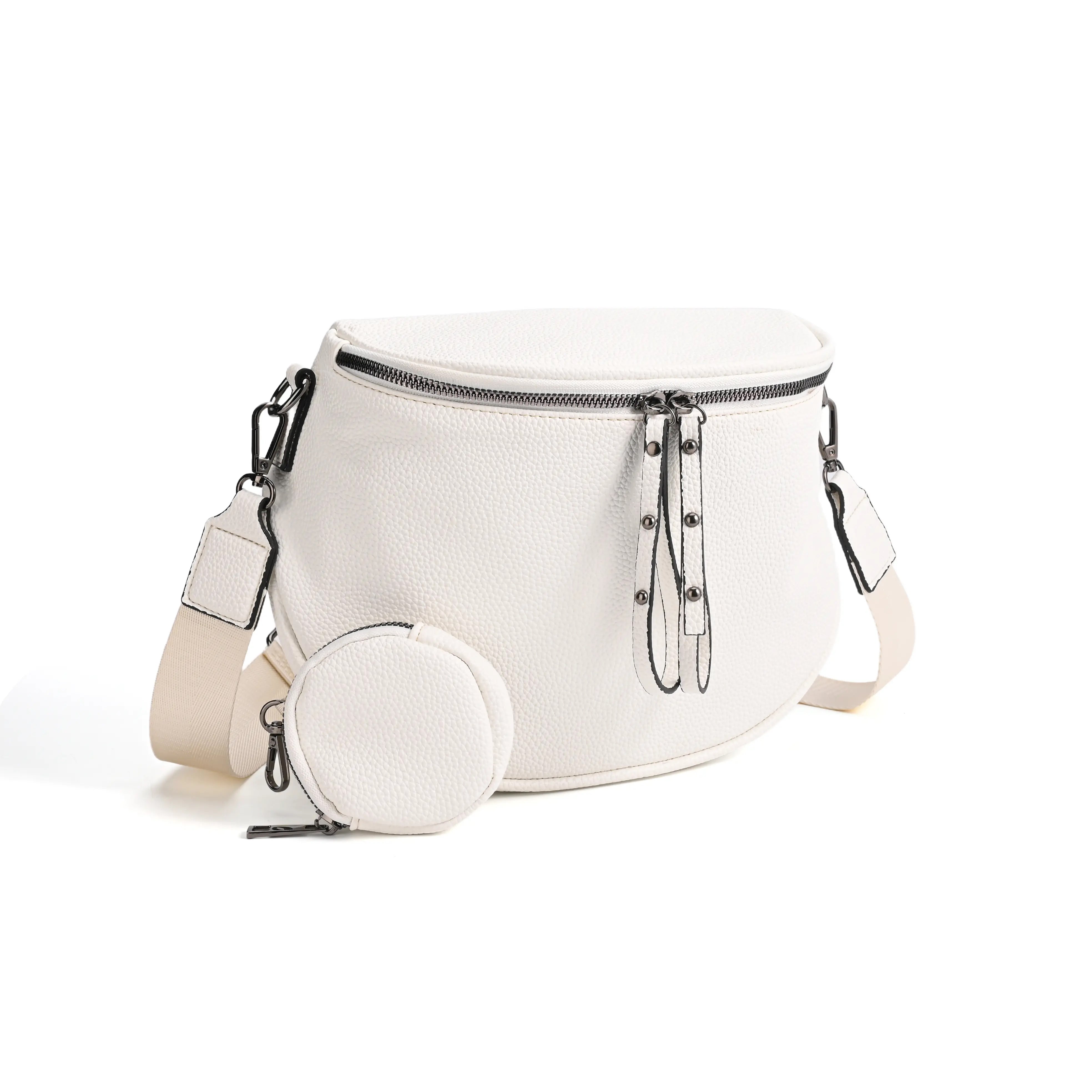half moon cross body bag with detachable pouch