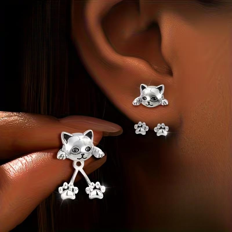 S925 Cute Cat Paw Earrings