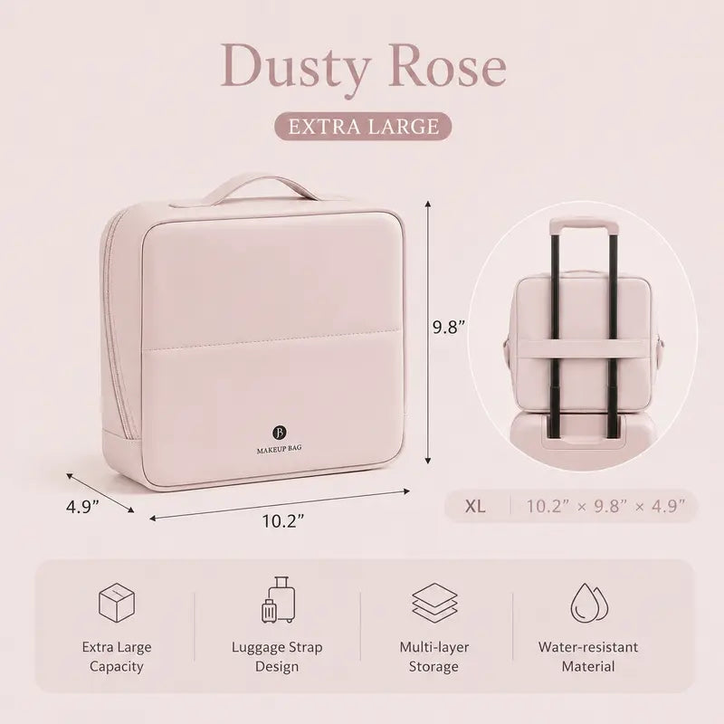 Minimalist Vanity Travel Makeup Bag in dusty rose