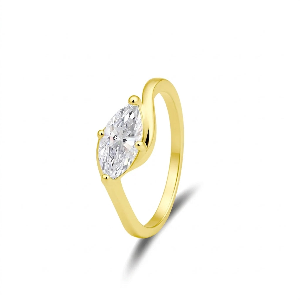 Marquise Cut Crossover Ring in gold