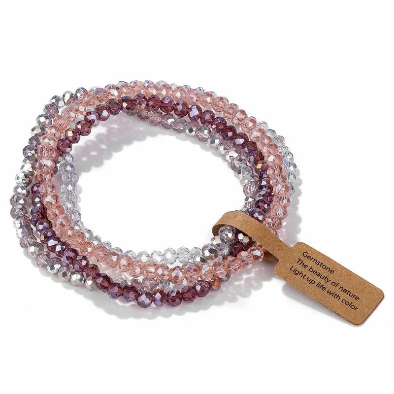 4pc Boho Glass Crystal Bracelet Set