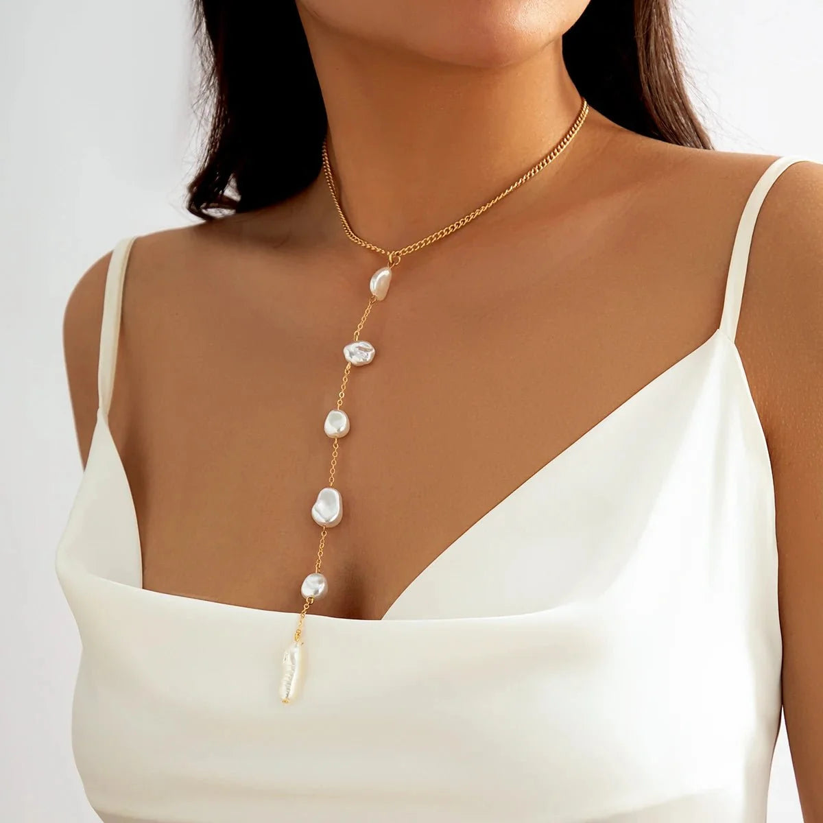 Long Pearl Drop Tassel Necklace