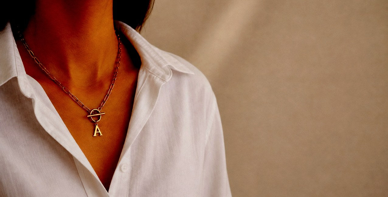 PAPERCLIP LETTER INITIAL NECKLACE