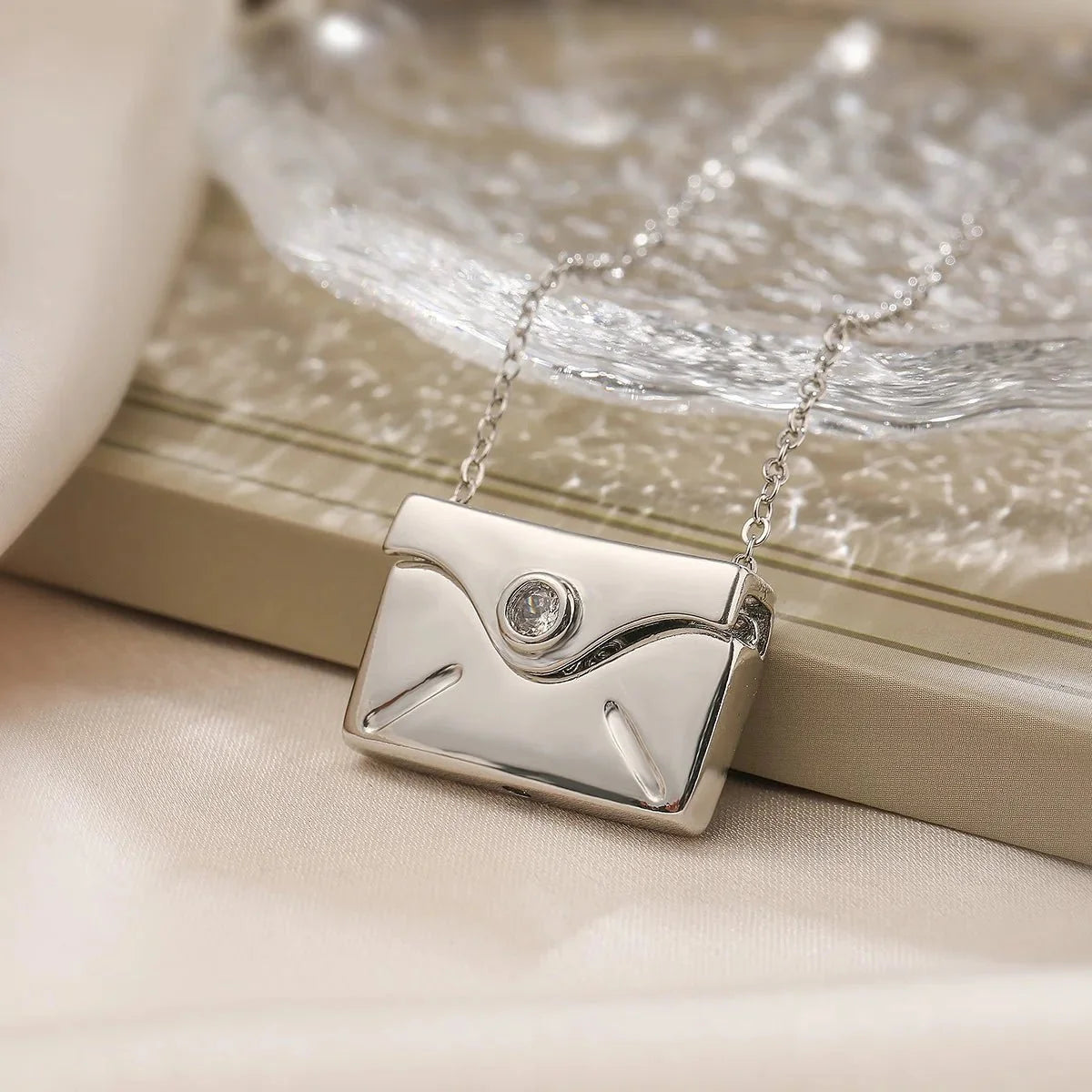 Open & Close I Love You Envelope Necklace in silver