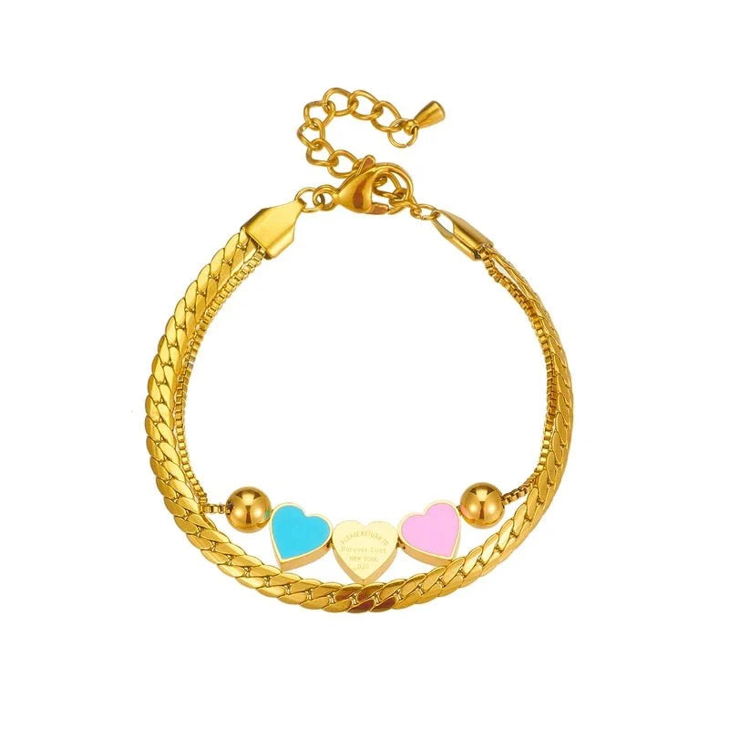Pastel Forever Love Heart Necklace and Bracelet