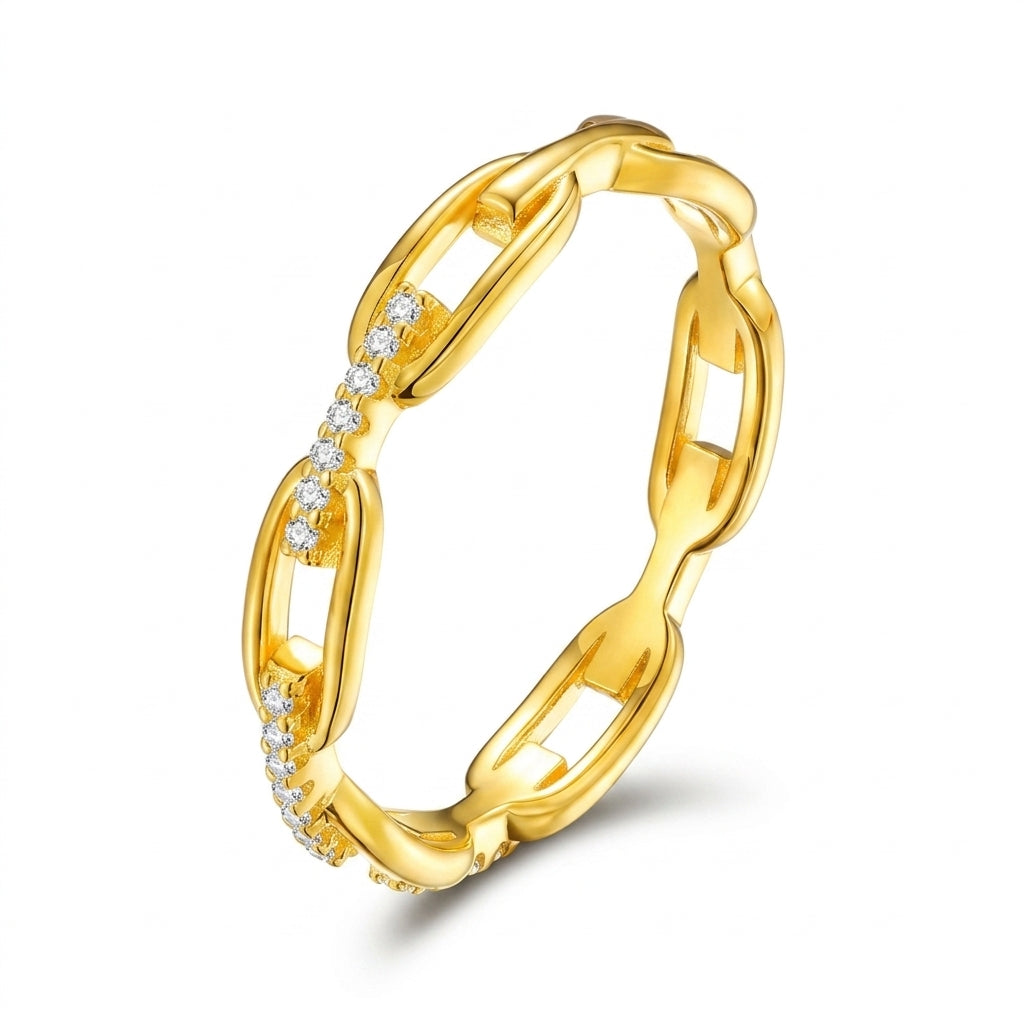 14k Diamond Accented Chain Ring in gold
