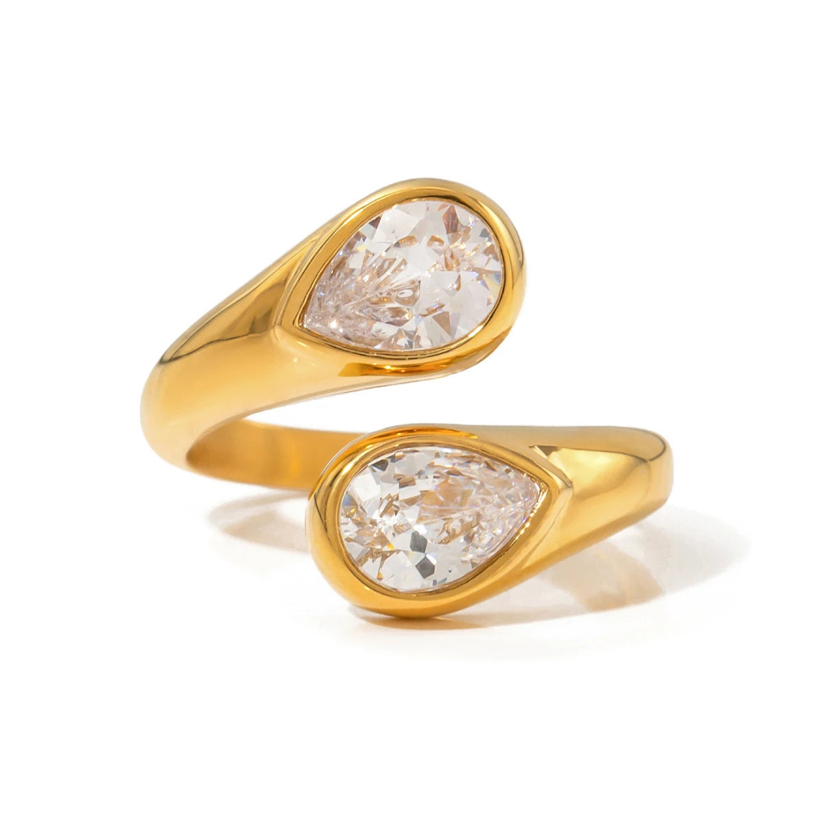 Teardrop Diamond Accented Wrap Ring in gold