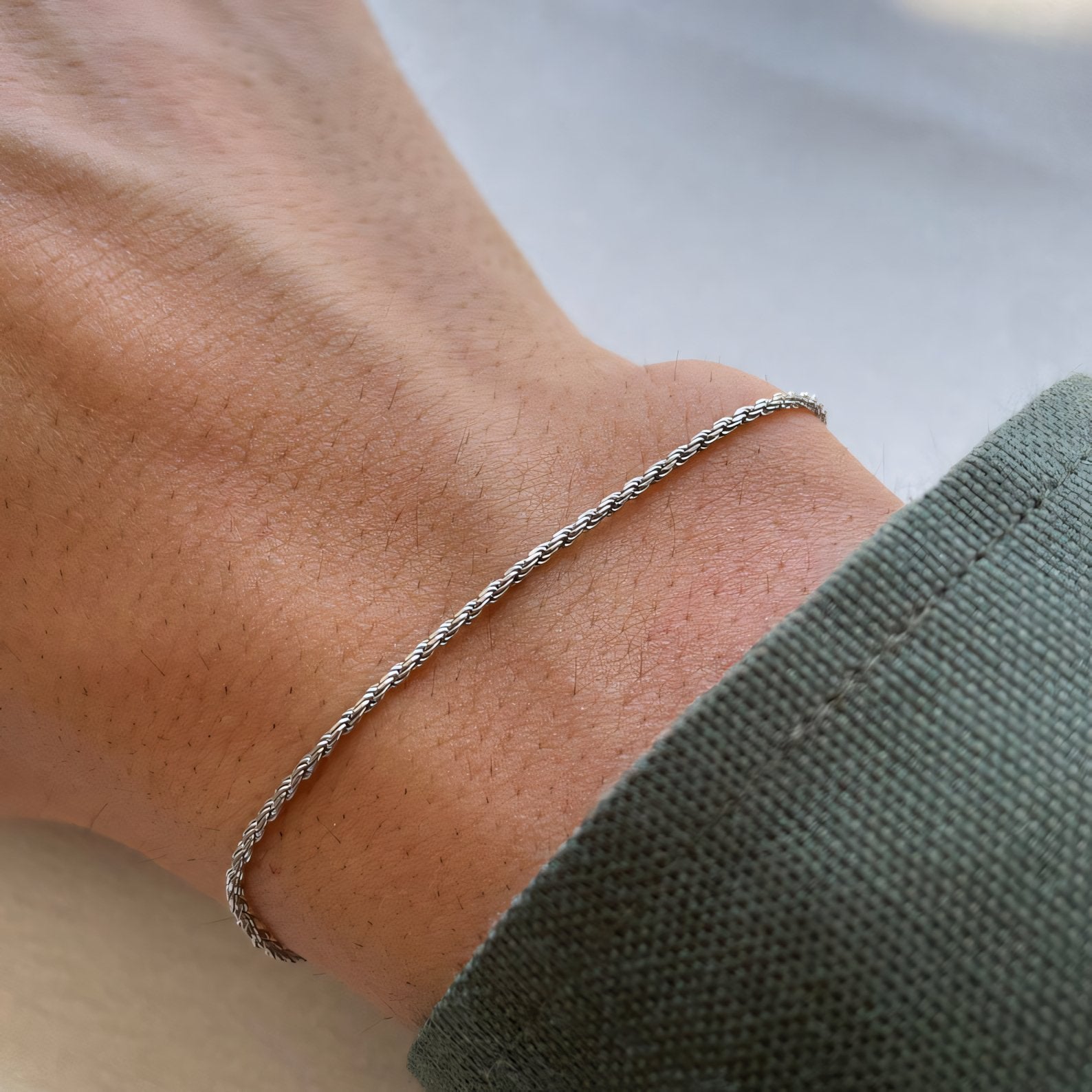 Romantic Rope Chain Couples Bracelets Set in silver