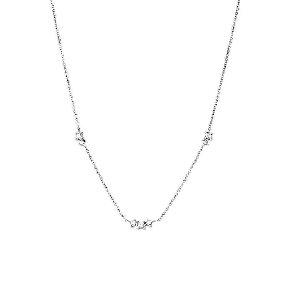 S925 Dainty Triple Zircon Necklace in silver