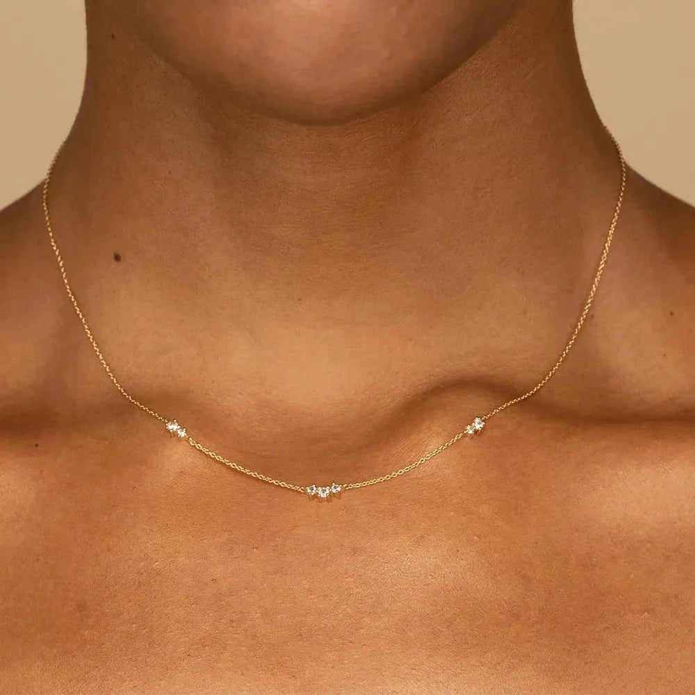 S925 Dainty Triple Zircon Necklace