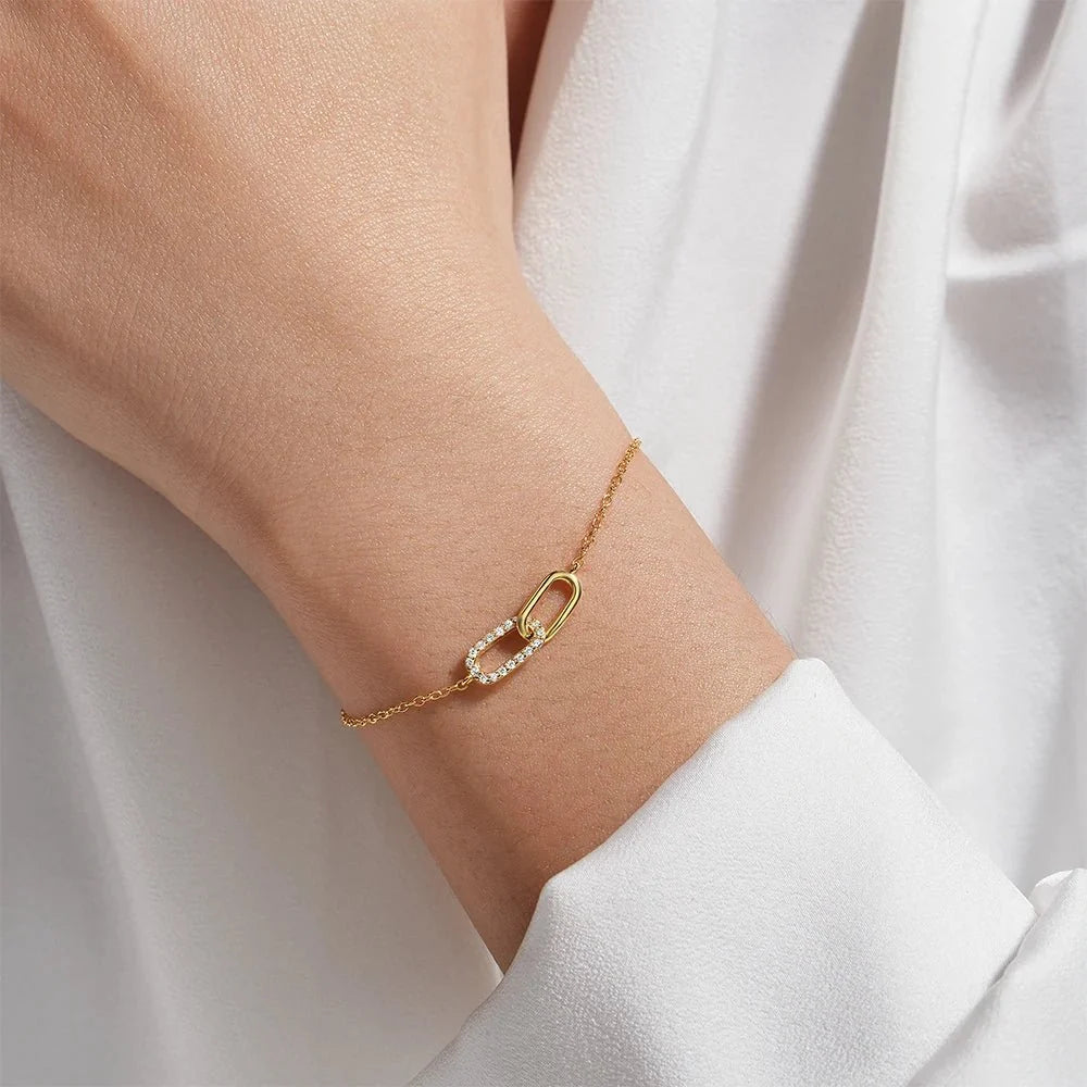 S925 Forever Linked Diamond Contrast Bracelet in gold