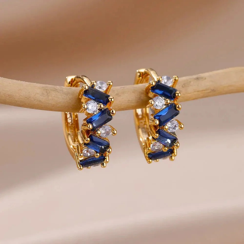 Scattered Diamonds Hoop Earrings