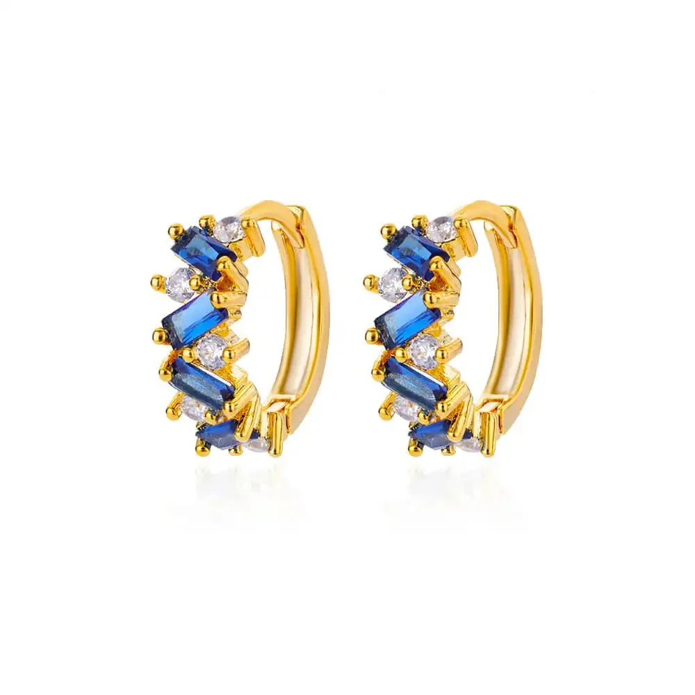 Scattered Diamonds Hoop Earrings in blue
