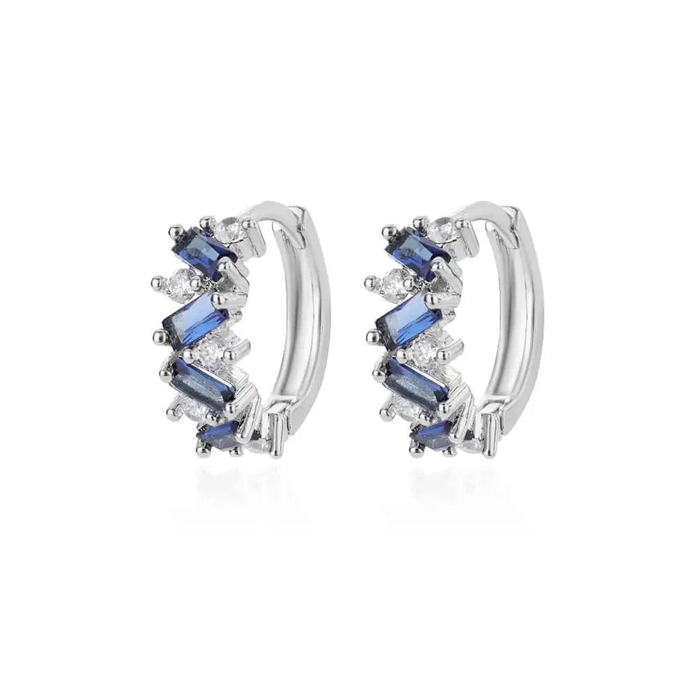 Scattered Diamonds Hoop Earrings in blue