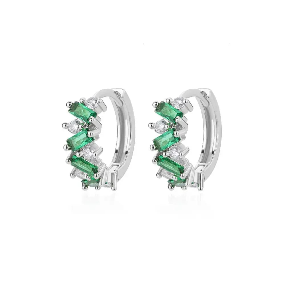 Scattered Diamonds Hoop Earrings in green