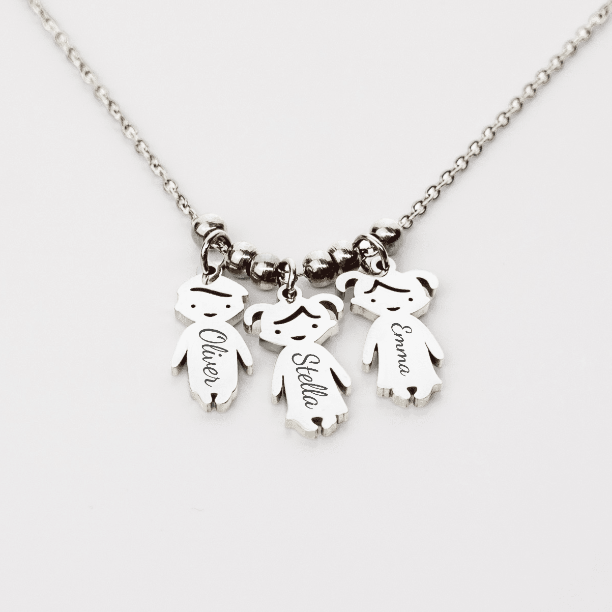 Dainty Family Charm Necklace in silver