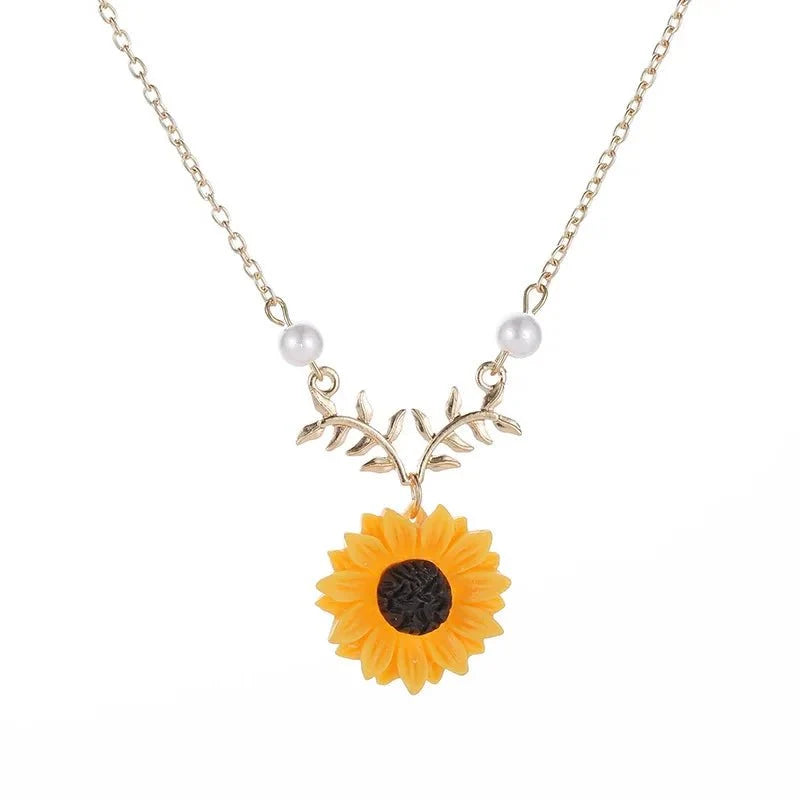 Summer Sunflower Dainty Necklace in gold