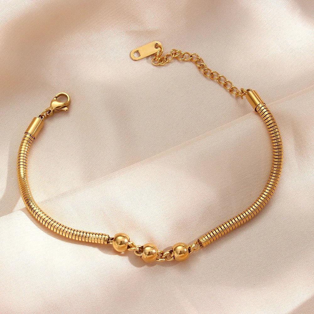 Thick Snake Chain Beaded Necklace and Bracelet