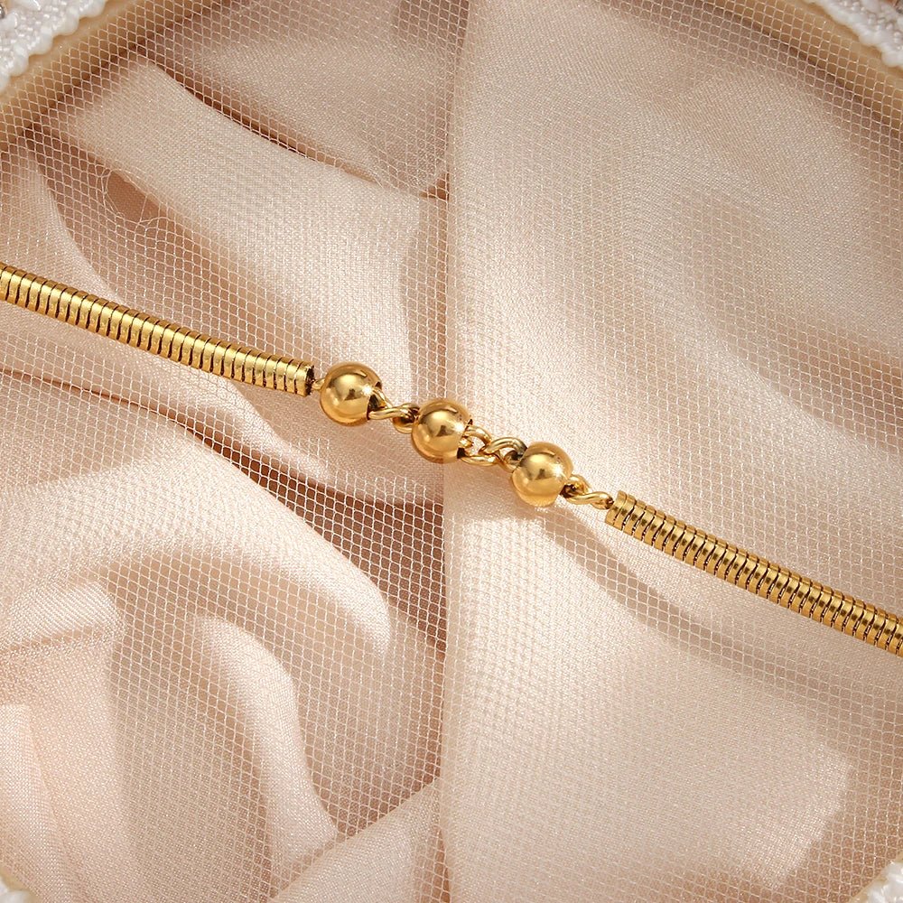 Thick Snake Chain Beaded Necklace and Bracelet
