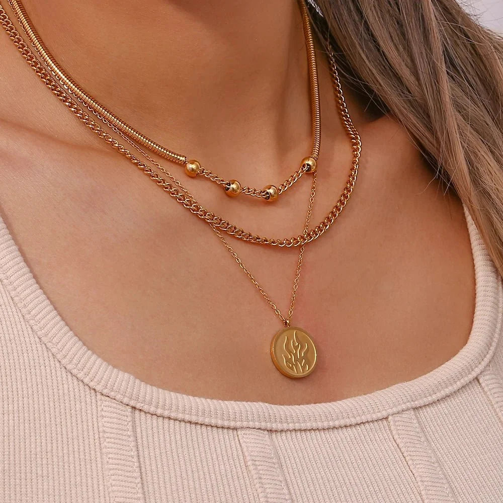 Thick Snake Chain Beaded Necklace and Bracelet