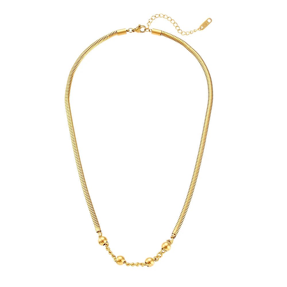 Thick Snake Chain Beaded Necklace and Bracelet