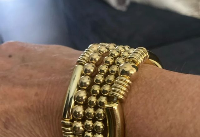 5pc Beaded Bracelet Stack Set worn by a customer