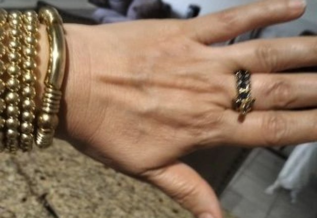 5pc Beaded Bracelet Stack Set worn by a customer