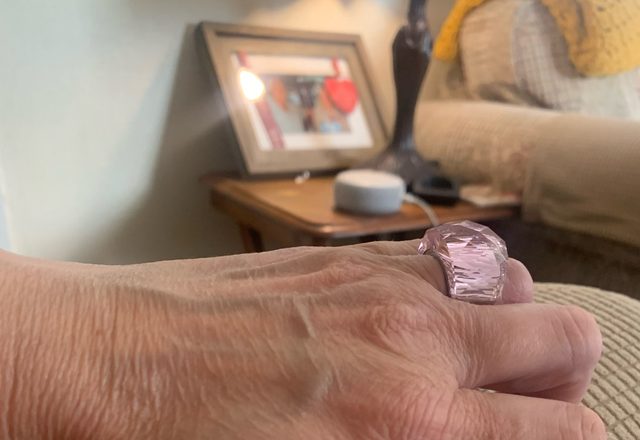 Boho Chunky Crystal Ring worn by a customer