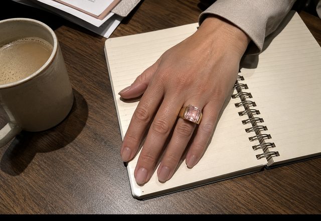 Boho Chunky Crystal Ring worn by a customer