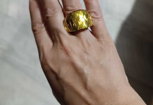 Boho Chunky Crystal Ring worn by a customer
