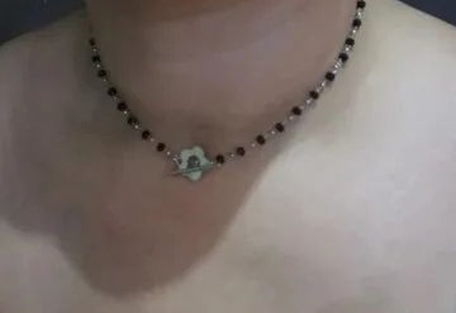 Floral Choker Flower Clasp Necklace worn by a customer