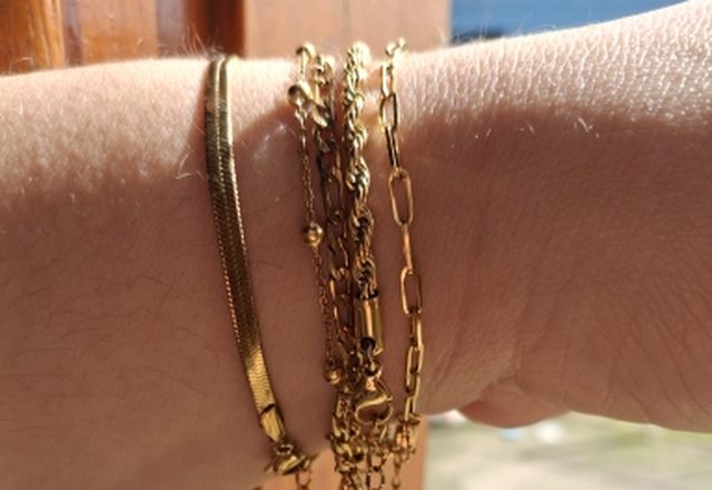 5pc Classic Bracelets Stack worn by a customer