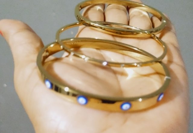 Evil Eye Rope Bangle worn by a customer