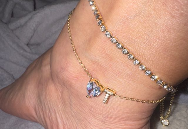 Initial Letter Anklet (2pc) worn by a customer