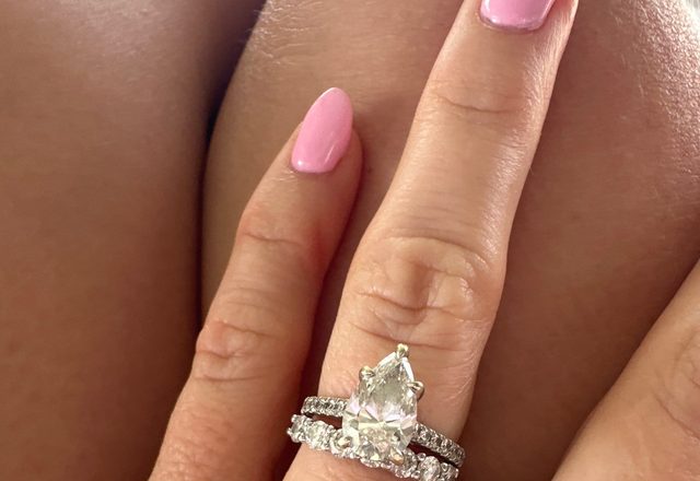 Moissanite Invisible Band Ring worn by a customer